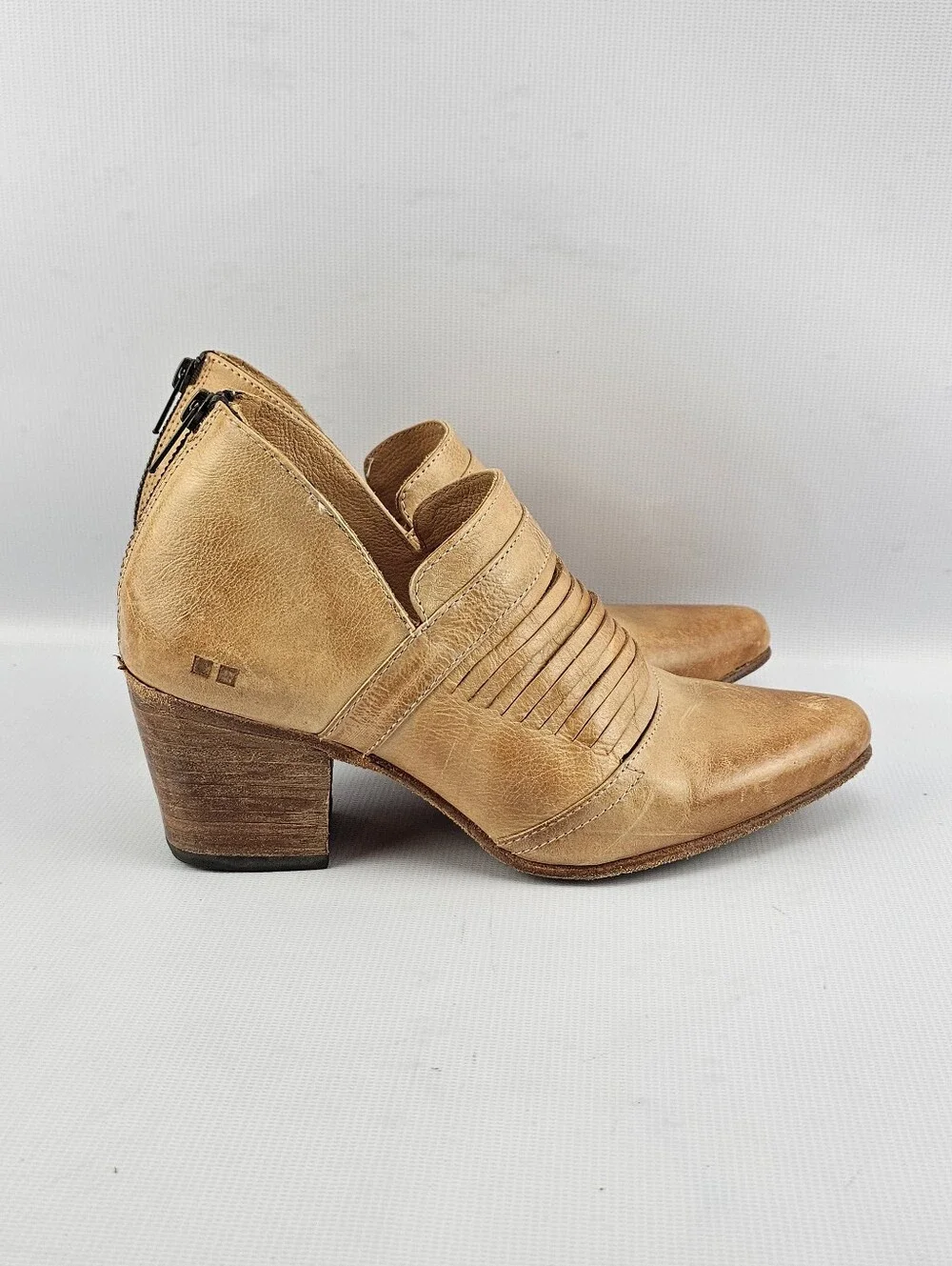 Bed Stu Trough F392101 Womens Brown Leather Zipper Ankle Booties Boots Size W8